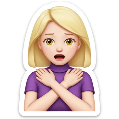 female choking her neck with her hands with her arms crossed and mouth opened emoji  sticker