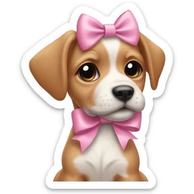 Pink bow on a puppy sticker
