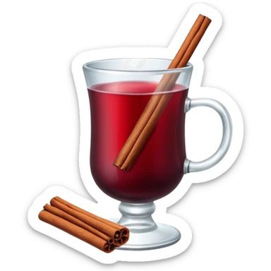 mulled wine in glass cup without straw sticker