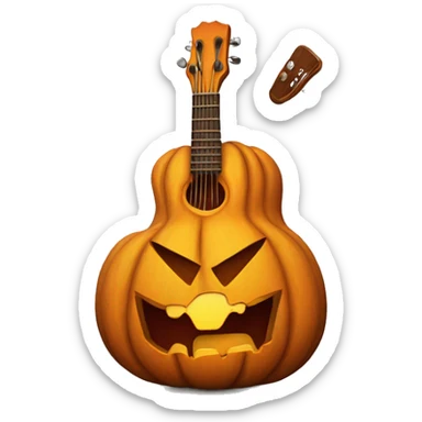 Jack o lantern holding a guitar with it’s tongue out sticker