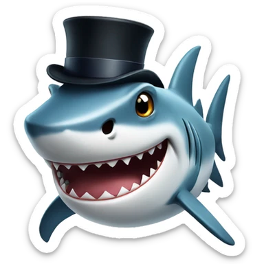 Shark with a top hat sticker