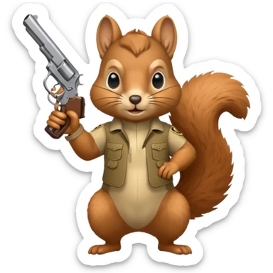  squirrel with pistol  sticker