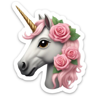 Realistic unicorn with roses in its mane sticker