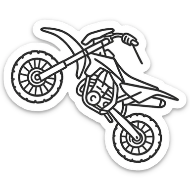 hand-drawn outlined icon of a supermotard motorcycle doing a wheelie sticker