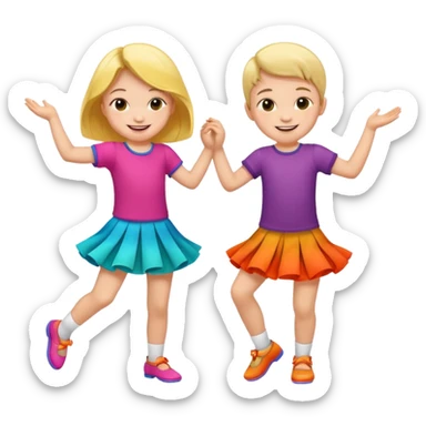 Two little children dancing. sticker