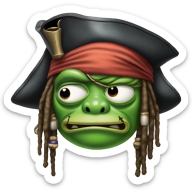 Pepe the frog, transformed into the iconic character Jack Sparrow from Pirates of the Caribbean sticker