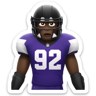 Angry Raven wearing a football jersey with number 92 sticker