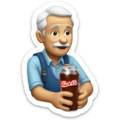 A grandfather drinking a soda. sticker
