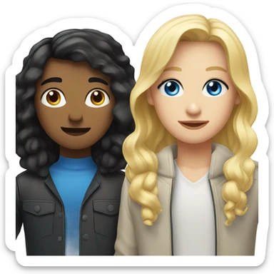 Woman with black hair blue eyes next to man with blonde hair blue eyes  sticker