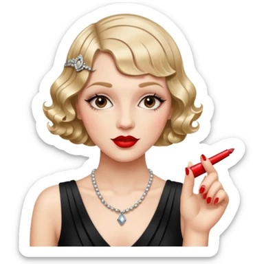 A flapper girl with finger waves hair and a red lipstick  sticker