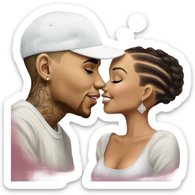 Hyper Realistic Chris Brown  Karruche Tran romantic photo  sticker