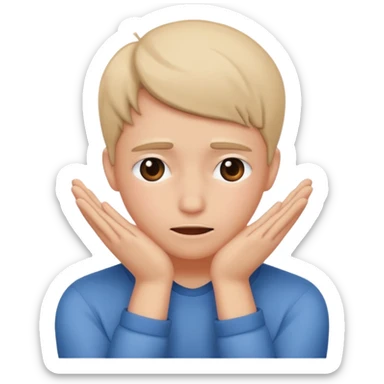 Standard smiley emoji blushing and hiding face with hands sticker