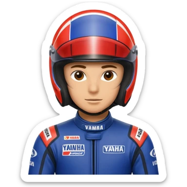 yamaha motor racer with helmet sticker