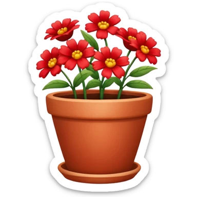 flower pot with red flowers sticker