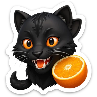 A black panther biting a orange fox sticker