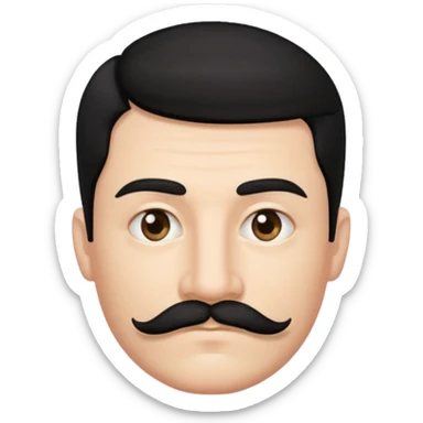 Black hair combed to the right side and rectangular mustache centered under nose  sticker