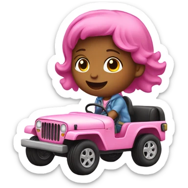 Little girl riding in pink jeep sticker