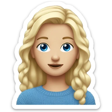 blue eyes blonde shor hair girl blue sweater sticker