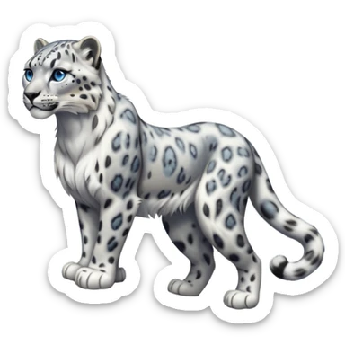 cinematic-snow-leopard-realistic-full-body-standing-emoji,-muscular-yet-graceful-body-balanced-on-rocky-cliffs,-long-fluffy-tail-swirling-behind,-head-tilted-dramatically,-thick-ghostly-white-fur-speckled-with-black-rosettes,-piercing-icy-blue-eyes,-simplified-yet-realistic-focused-features,-highly-detailed,-glowing-with-an-almost-sarcastic-glow sticker