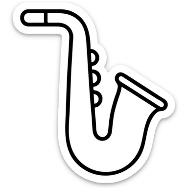 saxophone, outlined icon style, no fill, crisp lines sticker