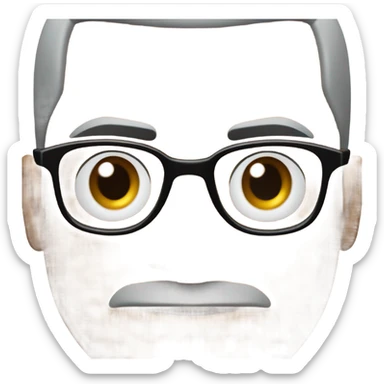 Malcolm x  with small round face and suit and glasses and buzz cut and small black eyes and small gray beard and small black eyes and wrinkled forehead sticker
