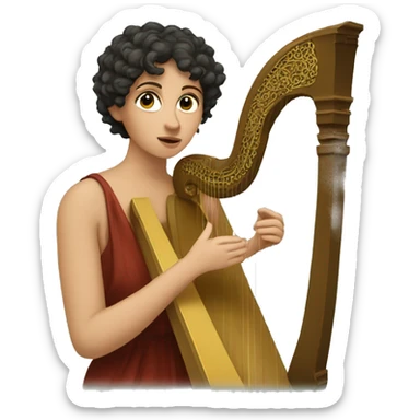 Sappho a harp in his hand sticker