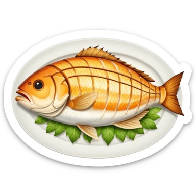 create a Whole Grilled Fish


Camera angle: slightly elevated top-down view with a gentle bird’s-eye perspective (about 15–20°), identical perspective and scaled do not add anything  on plate  sticker