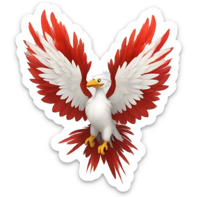 Un fenix avec les plumes blanches et rouges  sticker