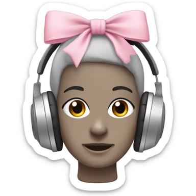 light grey full head headphones with light pink bows on the bit that goes on your ear sticker