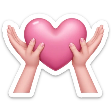 heart with hands, pink heart in middle sticker