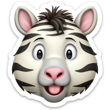 Cinematic Cute Yawning Zebra Portrait Emoji, Head tilted slightly with a dramatic, wide-open yawn, showcasing a soft, downy striped Fur with gently drooping ears and round eyes barely open in drowsy contentment, Simplified yet irresistibly adorable features, highly detailed, glowing with a soft, cozy glow, high shine, relaxed yet expressive, stylized with a touch of savannah charm, bright and endearing, soft glowing outline, capturing the essence of a sleepy yet affectionate zebra, so drowsy it feels like it could stretch out of the screen and curl up for a nap! sticker