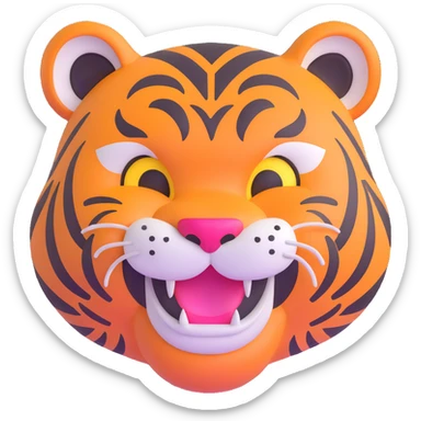 laughing tiger face for Twitch emote sticker
