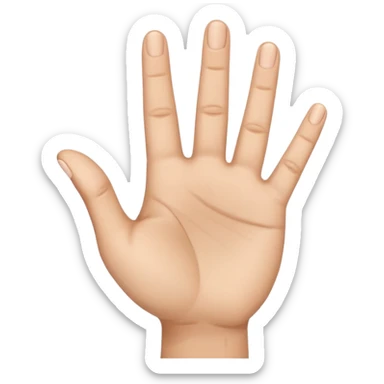 hand emoji, where the palm is facing us. all fingers are straight except for the middle finger. The midde finger is bent and pointing towards the forground sticker
