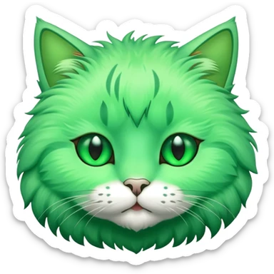 green cat face sticker