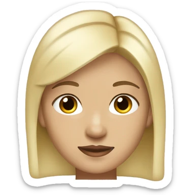 Blonde, short straight hair, brown eyes, wearing cross earrings, fair skin sticker