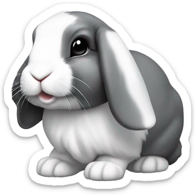 Mini lop eared rabbit, grey, with a small white patch on nose and a white stripe on the top of the head sticker