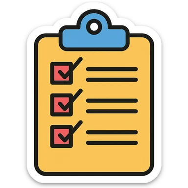 checklist or clipboard icon, clean and modern style sticker