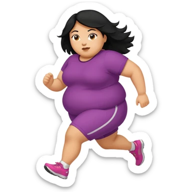 A fat girl running black hair Hispanic  sticker