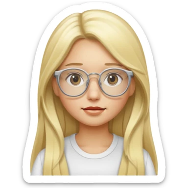 blonde girl with long hair and white glasses sticker