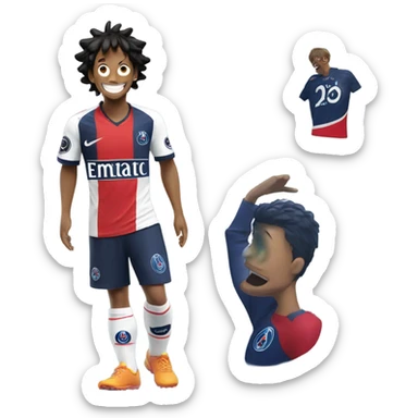 Luffy with psg jersey sticker