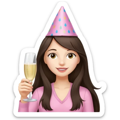 white happy long haired brunette girl in light pink at frat party sticker