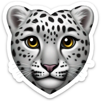 snow leopard printed heart sticker