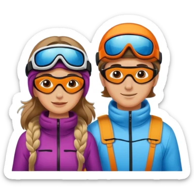 a recently marries couple skiing sticker