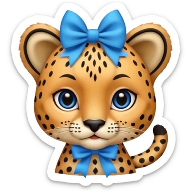 cute cheetah with blue bow sticker