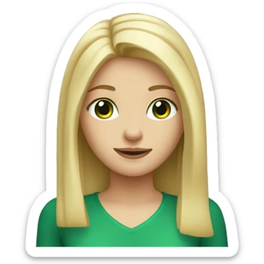 Blonde girl with straight medium hair and green eyes  sticker