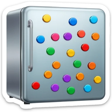 fridge with lots of magnets sticker