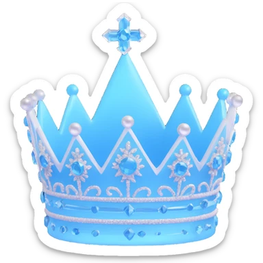 a small but tall crown made of ice, visually striking, intricate icy details sticker
