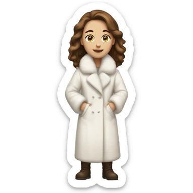 full body white woman with brown hair and white full furrcoat sticker
