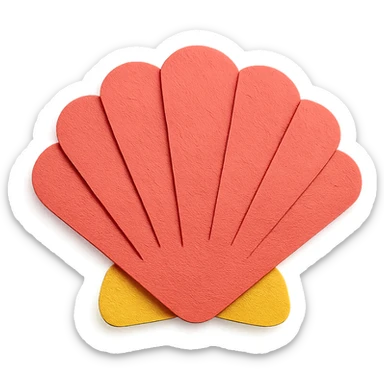 scallop shell, textured paper details, gentle shadows sticker
