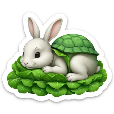  lapin qui dort et la tortu qui mange de la letu sticker